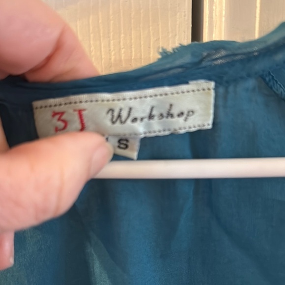 3 J Workshop Johnny Was  Embroidered Aqua Blue Top Blouse size Small - Picture 3 of 5
